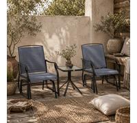 Wyld Haus Banafa 3-Piece Outdoor Glider Rocking Bistro Set With 2 Chairs And Square Glass Table, Grey/brown