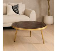 Wyld Haus Bandung Dark Mango Wood And Gold Round Coffee Table