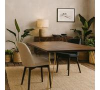 Wyld Haus Bandung Dark Mango Wood Dining Table With Gold Inlays, Seats 6