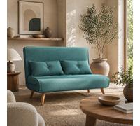 Wyld Haus Baroma Tadi Linen-Look Green 2-Seater Sofa Bed - Click-Clack, 5-Position Backrest, Small Double Bed