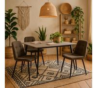 Wyld Haus Belfast 140Cm Grey Ceramic Dining Table With 4 Taupe Fabric Chairs