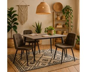 Wyld Haus Belfast 140Cm Grey Ceramic Dining Table With 4 Taupe Fabric Chairs