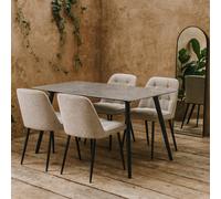 Wyld Haus Belfast Grey Ceramic 4-Seater Dining Set With Taupe Fabric Chairs 1400X800mm