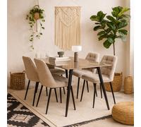 Wyld Haus Belfast Grey Ceramic Dining Table With 4 Upholstered Cream Chairs