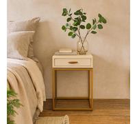 Wyld Haus Belluno Ivory Shagreen And Antique Brass Bedside Table With Drawer
