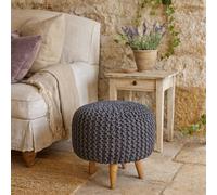 Wyld Haus Bergamo Woven Grey Round Footstool
