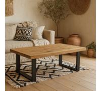 Wyld Haus Berrytwist Rectangular Coffee Table, Artisan Oak Finish, Industrial Black Metal Legs