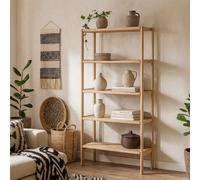 Wyld Haus Berrytwist White Oak Veneer Bookcase, 4 Open Shelves, Scandinavian Matt Finish