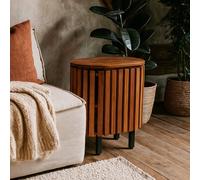 Wyld Haus Birmingham Slatted Mango Wood Bedside Table in Brown Wyld Haus Brown