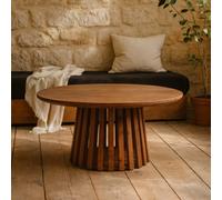 Wyld Haus Birmingham Slatted Mango Wood Round Coffee Table