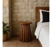 Wyld Haus Birmingham Slatted Mango Wood Side Table in Brown Wyld Haus Brown