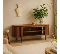 Wyld Haus Birmingham Slatted Mango Wood TV Cabinet in Brown Wyld Haus Brown