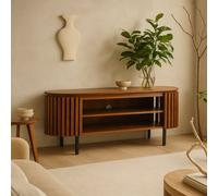 Wyld Haus Birmingham Slatted Mango Wood Tv Cabinet Wide 1400mm