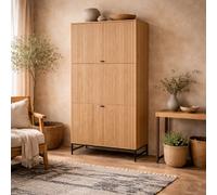 Wyld Haus Bjork 4-Door Natural Oak And Black Panelled Wardrobe 2000X990X600mm