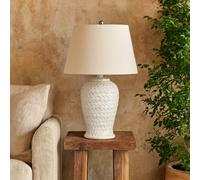 Wyld Haus Bloomvale Woven Ceramic Table Lamp With Linen Shade, 700mm