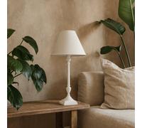Wyld Haus Blushforge White Minimalist Slim Table Lamp With Linen Shade