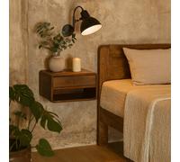 Wyld Haus Bologna Chestnut Mango Wood Floating Bedside Table With Drawer