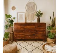 Wyld Haus Bologna Large Sheesham Sideboard, 3 Drawers 2 Doors, Chestnut Finish