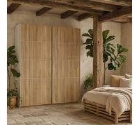 Wyld Haus Bordeaux 180cm Natural Oak Double Sliding Door Wardrobe 5 Shelves Wyld Haus Natural