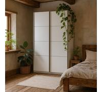 Wyld Haus Bordeaux White Sliding Door Wardrobe 2 Door 5 Shelves Hanging Rail Wyld Haus White