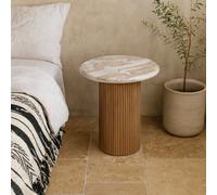 Wyld Haus Boston Natural Oak Side Table With Brown Marble Top