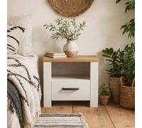 Wyld Haus Bramblecroft 1-Drawer Bedside Table In White And Natural Oak
