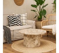 Wyld Haus Bremen Brown Marble Round Coffee Table With Hexagonal Base