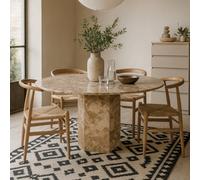 Wyld Haus Bremen Brown Marble Round Dining Table Hexagon Base