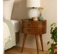 Wyld Haus Brescia Chestnut Mango Wood Oval Bedside Table 2-Drawer Nightstand