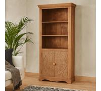 Wyld Haus Brighton Mango Wood Large Bookcase 3 Shelves And 2 Doors