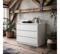 Wyld Haus Budapest 3-Drawer White Gloss Chest Of Drawers, Compact Wooden Storage