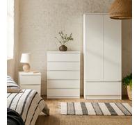 Wyld Haus Budapest 3-Piece White Wooden Bedroom Set With Wardrobe, Tall Chest And Bedside