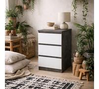 Wyld Haus Budapest Bedside Table, Concrete-Effect & White, 3 Drawers