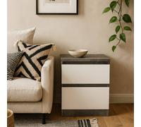 Wyld Haus Budapest Bedside Table White Fronts Concrete Effect 2 Drawers Wyld Haus White