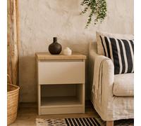 Wyld Haus Budapest Cashmere And Natural Oak Bedside Table 1 Drawer 1 Shelf