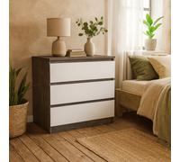 Wyld Haus Budapest Concrete-Effect 3-Drawer Chest In White Gloss