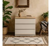 Wyld Haus Budapest Cream Chest With Natural Oak Effect Top 3 Drawers