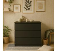 Wyld Haus Budapest Matt Black 3-Drawer Wooden Chest Compact Modern Dresser