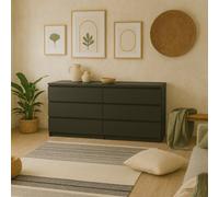 Wyld Haus Budapest Matt Black 6-Drawer Wide Chest Of Drawers