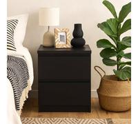 Wyld Haus Budapest Matt Black Wooden Bedside Chest 2-Drawer Compact Nightstand