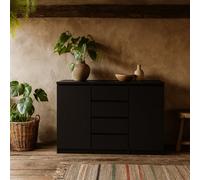 Wyld Haus Budapest Matt Black Wooden Sideboard - Compact, 3 Drawers, 2 Doors (1206X907X500mm)