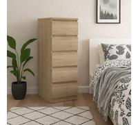 Wyld Haus Budapest Narrow Chest Of Drawers Natural Oak Effect 5 Drawers