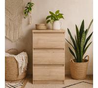 Wyld Haus Budapest Natural Oak Effect 3-Drawer Bedside Table