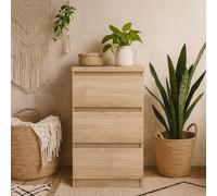 Wyld Haus Budapest Natural Oak Effect Bedside Table 3 Drawers Wyld Haus Natural