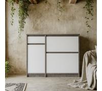 Wyld Haus Budapest Shoe Cabinet, Concrete Effect & White Gloss, 3 Doors 1 Drawer