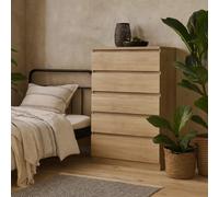 Wyld Haus Budapest Tall Chest Of Drawers, Natural Oak Effect, 5 Drawers