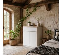 Wyld Haus Budapest Tall White Gloss Wooden Sideboard - 1 Drawer, 2 Doors