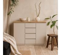 Wyld Haus Budapest Taupe & Natural Oak Effect Sideboard 2 Doors 4 Drawers Wyld Haus Natural