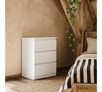 Wyld Haus Budapest White Gloss Bedside Table 3 Drawers Wyld Haus White
