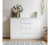 Wyld Haus Budapest White Gloss Wooden Sideboard 4 Drawers 2 Doors